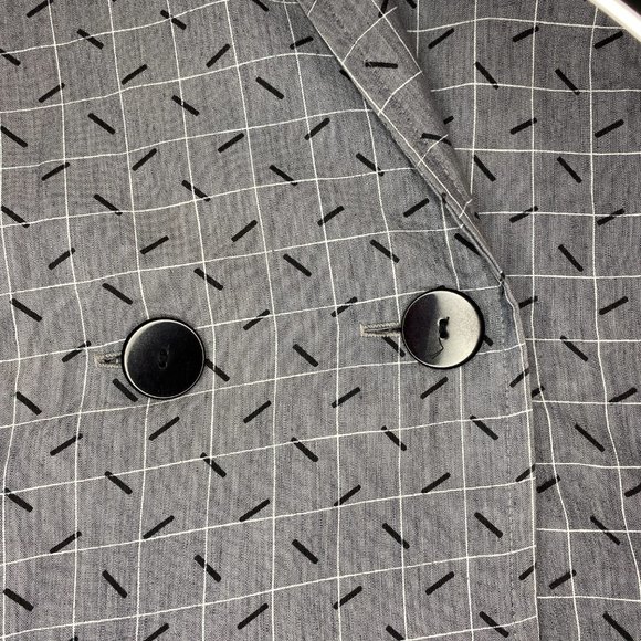 Vintage Diamond's Run Geometric Print Grayscale Lightweight Blazer Shacket - Picture 10 of 12